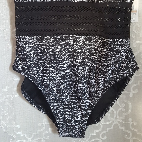 Calvin Klein Mesh Inset Waist One Piece Swim Suit - Picture 5 of 8